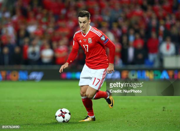 Tom Lawrence of Wales during FIFA World Cup group qualifier match between Wales and Republic of Ireland at the Cardiff City Stadium, Cardiff, Wales...