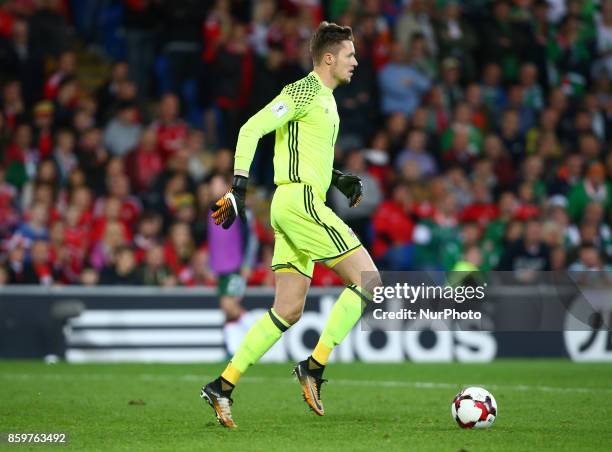 Wayne Hennessey of Wales during World Cup Qualifying - European Group D match between Wales against Republic of Ireland at Cardiff City Stadium...