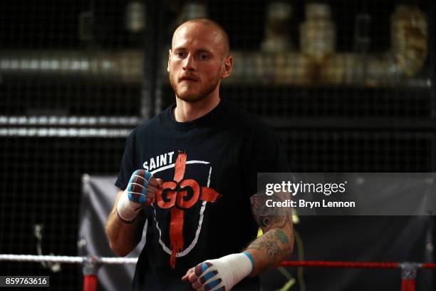 George Groves of Great Britain looks on during a media workout at the Dale Youth ABC on October 10, 2017 in London, England.