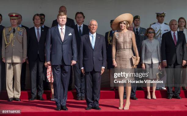 Portuguese President Marcelo Rebelo de Sousa , King Willem-Alexander of The Netherlands and Queen Maxima of The Netherlands during the military...