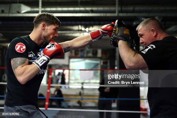 Jamie Cox of Great Britain in action during a media workout at the Stonebridge Boxing Club on October 10, 2017 in London, England.
