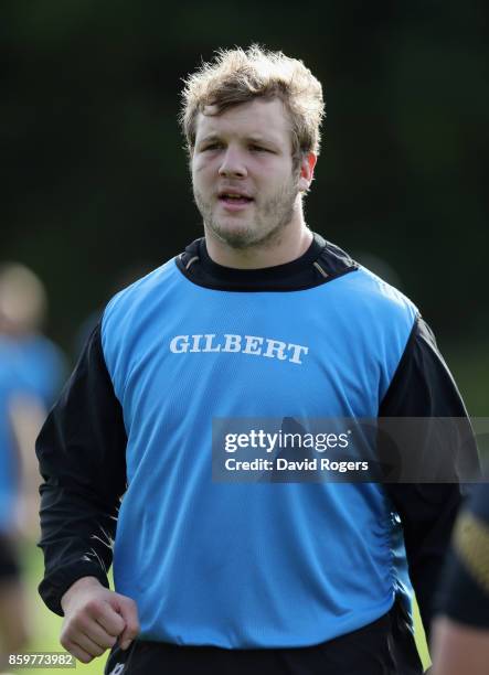 Joe Launchbury looks on during the Wasps training session held at their training venue on October 10, 2017 in Coventry, England.
