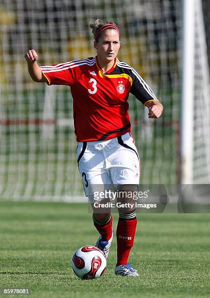 Laura Vetterlein of Germany runs with the ball during the U17 women international friendly match between Germany and Switzerland at the Buek stadium...