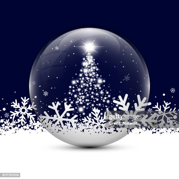 christmas snow globe - snow globe stock illustrations