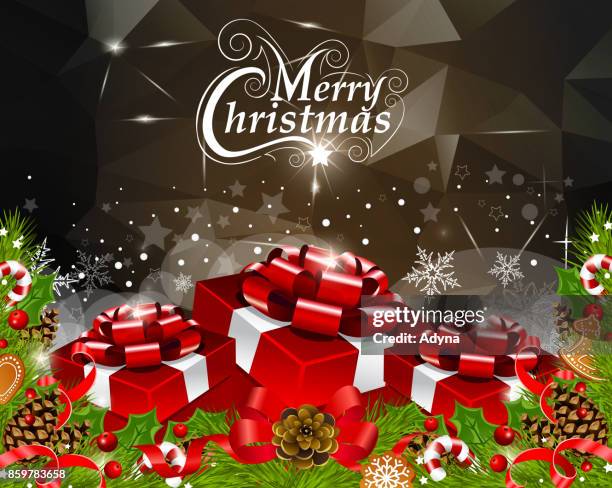 christmas gift box - polygon illustration christmas stock illustrations