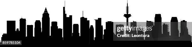frankfurt (alle gebäude sind vollständig und beweglich) - stadtsilhouette stock-grafiken, -clipart, -cartoons und -symbole