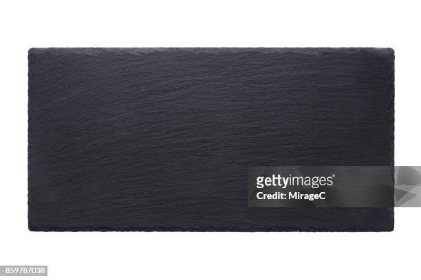 black stone tray plate on white - slate stock pictures, royalty-free photos & images