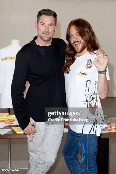 Michael Michalsky and Riccardo Simonetti during the Dreamies Deli-Catz X Michael Michalsky Launch of their special edition t-shirt on October 10,...