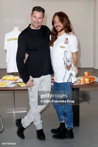 Michael Michalsky and Riccardo Simonetti during the Dreamies Deli-Catz X Michael Michalsky Launch of their special edition t-shirt on October 10,...