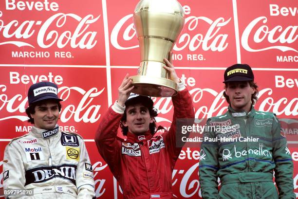 Nelson Piquet, Alain Prost, Gergard Berger, Grand Prix of San Marino, Autodromo Enzo e Dino Ferrari, April 27, 1986.