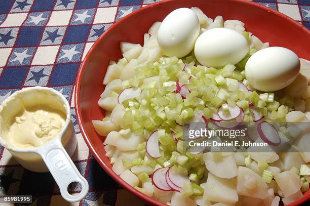 potato salad fixings - potato salad stock pictures, royalty-free photos & images