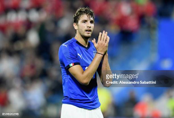 Manuel Locatelli of Italy U21 gestures during the international friendly match between Italy U21 and Morocco U21 at Stadio Paolo Mazza on October 10,...