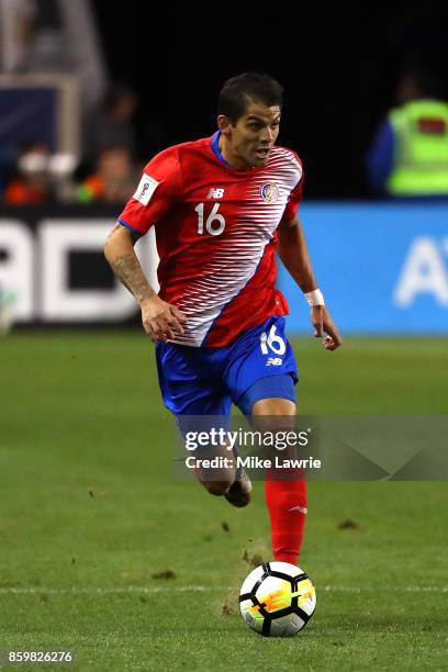 Cristian Gamboa of Costa Rica controls the ball against the United States during the FIFA 2018 World Cup Qualifier at Red Bull Arena on September 1,...