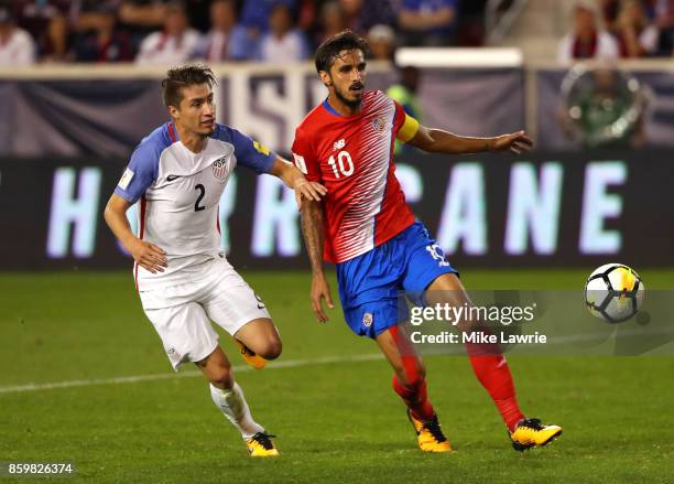 Jorge Villafana of the United States competes for the ball with Bryan Ruiz of Costa Rica during the FIFA 2018 World Cup Qualifier at Red Bull Arena...