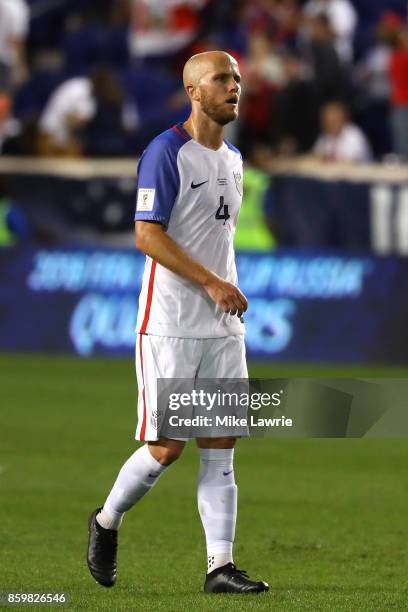 Michael Bradley of the United States looks on against Costa Rica during the FIFA 2018 World Cup Qualifier at Red Bull Arena on September 1, 2017 in...