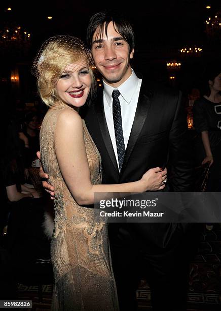 Drew Barrymore and Justin Long attend the after party for HBO films presents "Grey Gardens" New York premiere at the Pierre Hotel on April 14, 2009...