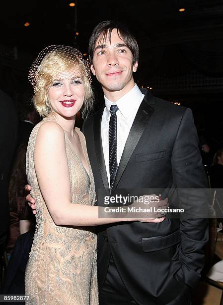 Actress Drew Barrymore and actor Justin Long attend the after party for HBO Films "Grey Gardens"at the Pierre on April 14, 2009 in New York City.