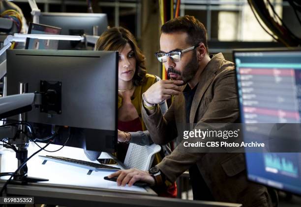 Machine Learning" -- Pictured: Natalia Tena as Sara Morton and Jeremy Piven as Jeffrey Tanner. After the team puts publicly available crime data into...