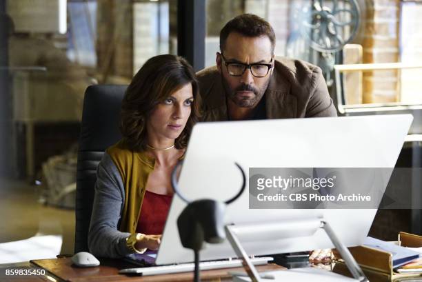 Machine Learning" -- Pictured: Natalia Tena as Sara Morton and Jeremy Piven as Jeffrey Tanner. After the team puts publicly available crime data into...