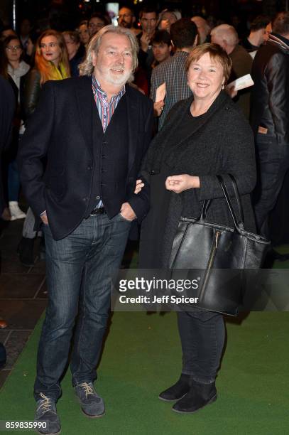 Actress Pauline Quirke and husband Steve Sheen attend the opening night of 'Mel Brooks' Young Frankenstein' at Garrick Theatre on October 10, 2017 in...