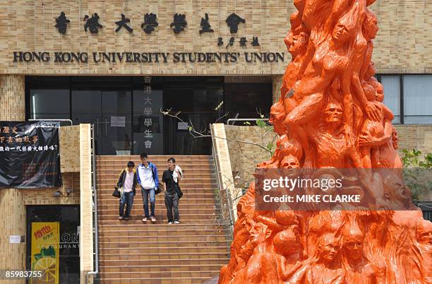 The 'Pillar of Shame' a statue erected to memorialize the victims of the 1989 Tiananmen Square massacre on the campus at the Hong Kong University on...