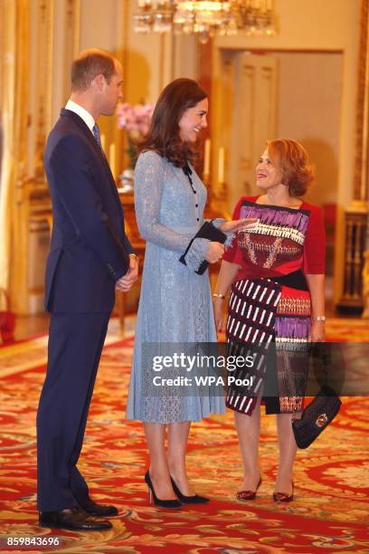 Prince William, Duke of Cambridge and Catherine, Duchess of Cambridge support World Mental Health Day at Buckingham Palace on 10, October 2017 in...