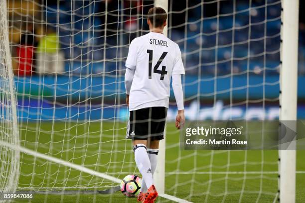 Pascal Stenzel of Germany looks dejected during the UEFA Under21 Euro 2019 Qualifier match between U21 of Norway and U21 of Germany at Marienlyst on...