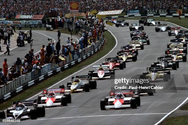 Nelson Piquet, Niki Lauda, Alain Prost, Keke Rosberg, Elio de Angelis, Ayrton Senna, Derek Warwick, Michele Alboreto, Brabham-BMW BT53, McLaren-TAG...