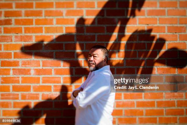 Contemporary and controversial Chinese artist Ai Weiwei is photographed for Los Angeles Times on September 29, 2017 in Los Angeles, California....