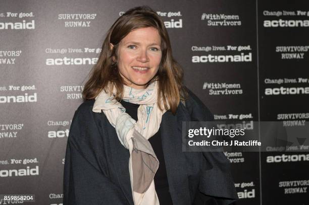 Jessica Hynes during the ActionAid Fashion Show held at The Old Truman Brewery on October 10, 2017 in London, England.