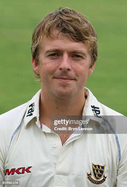 Chris Nash of Sussex CCC poses for a portrait during a pre-season photocall at the County Ground on April 14, 2009 in Hove, England.