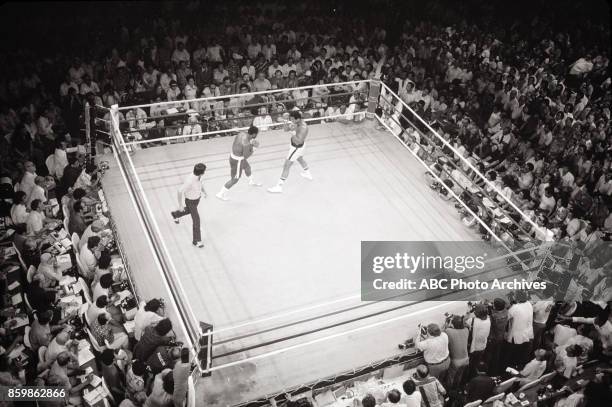 Quezon City, PH Joe Frazier, Mohamed Ali boxing in The Thrilla In Manila at the Philippines Philippine Coliseum, Oct 1, 1975.