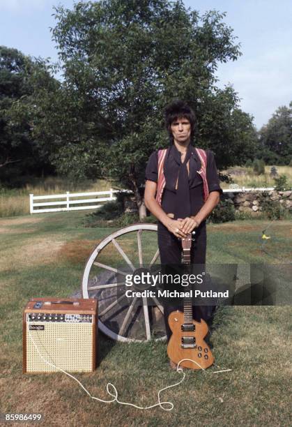 English musician and singer Keith Richards at his home in upstate New York, 1978. The picture was taken during the period of his drug bust in Canada,...