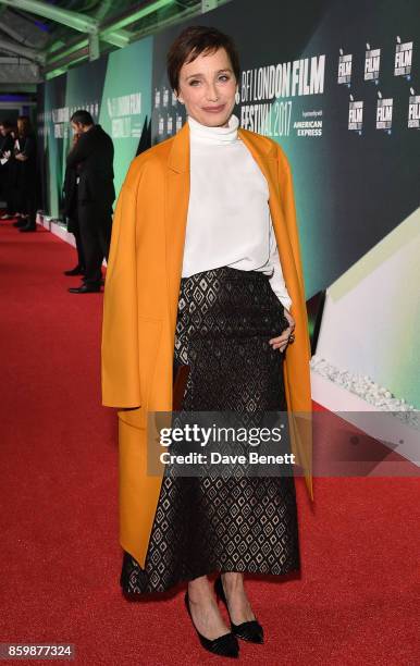 Kristin Scott Thomas attends the UK Premiere of "The Party" during the 61st BFI London Film Festival on October 10, 2017 in London, England.