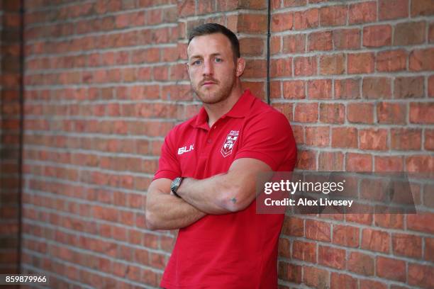 James Roby of England poses for a portrait during a England Rugby League media day at the Village Hotel on October 10, 2017 in Bury, England.