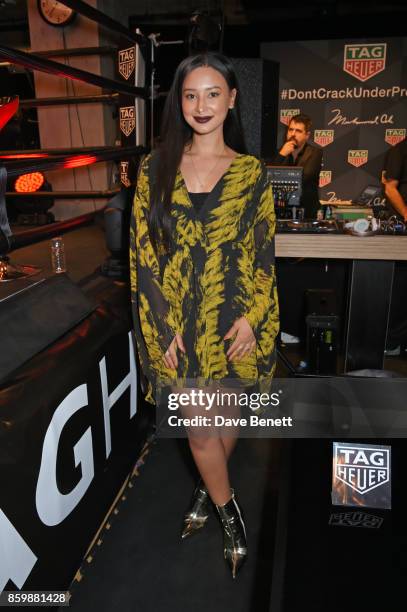 Leah Weller attends the launch of the TAG Heuer Muhammad Ali Limited Edition Timepieces at BXR Gym on October 10, 2017 in London, England.