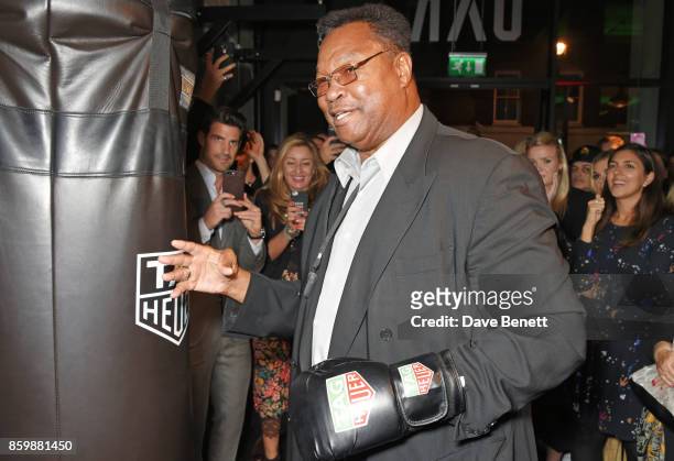 Larry Holmes attends the launch of the TAG Heuer Muhammad Ali Limited Edition Timepieces at BXR Gym on October 10, 2017 in London, England.