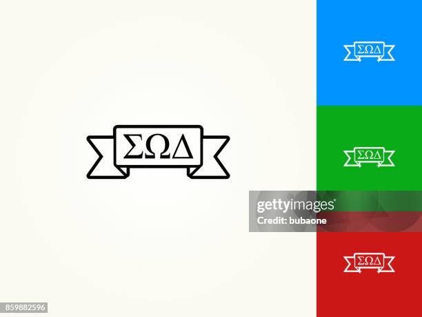 fraternity ribbon black stroke linear icon - sorority stock illustrations