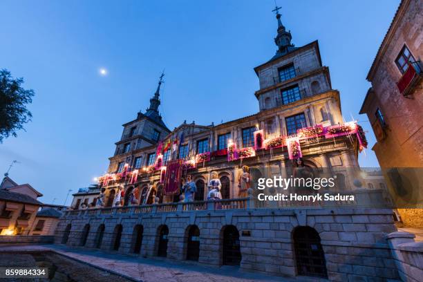 toledo city hall decorated for corpus christi - corpus christi stock pictures, royalty-free photos & images