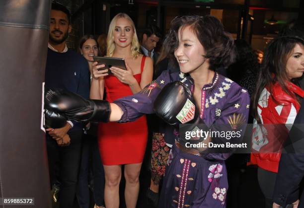 Betty Bachz attends the launch of the TAG Heuer Muhammad Ali Limited Edition Timepieces at BXR Gym on October 10, 2017 in London, England.