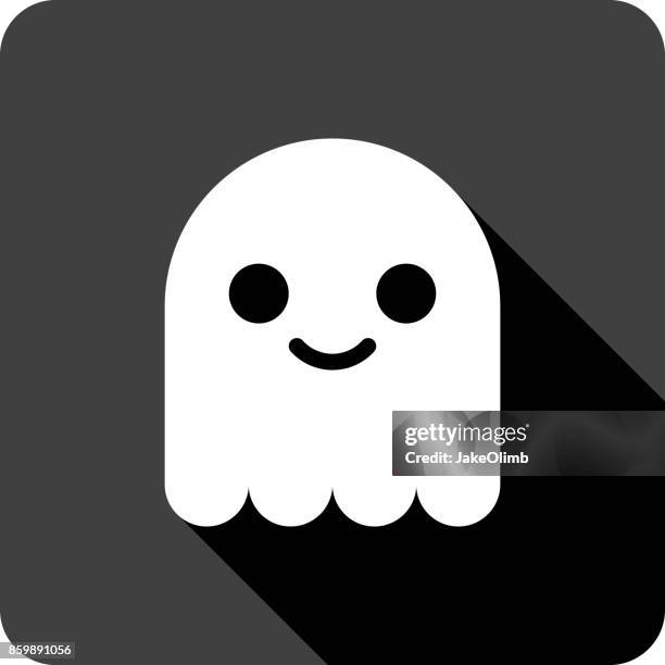 ilustraciones, imágenes clip art, dibujos animados e iconos de stock de fantasma lindo icono silueta - ghost