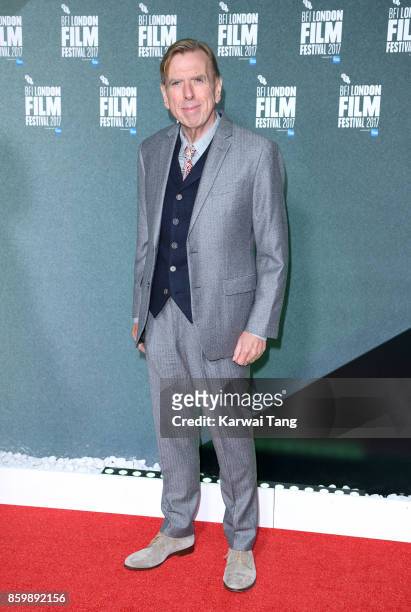 Timothy Spall attends the UK Premiere of "The Party" during the 61st BFI London Film Festival at Embankment Gardens Cinema on October 10, 2017 in...