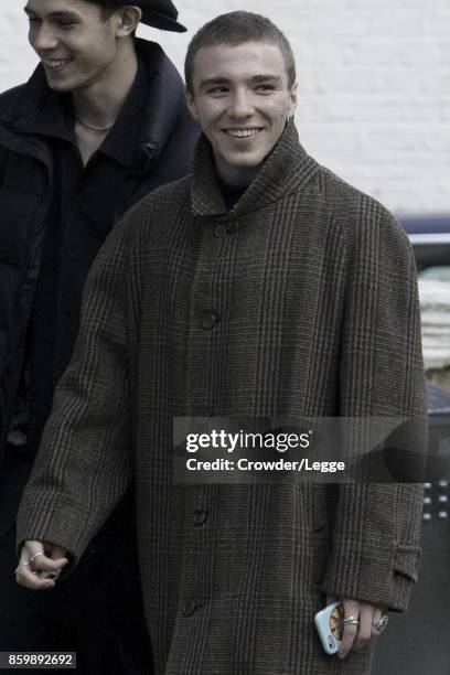 Rocco Ritchie seen in North London wearing a coat inspired by the 2009 Sherlock Holmes movie which Guy Ritchie produced on October 10, 2017 in...