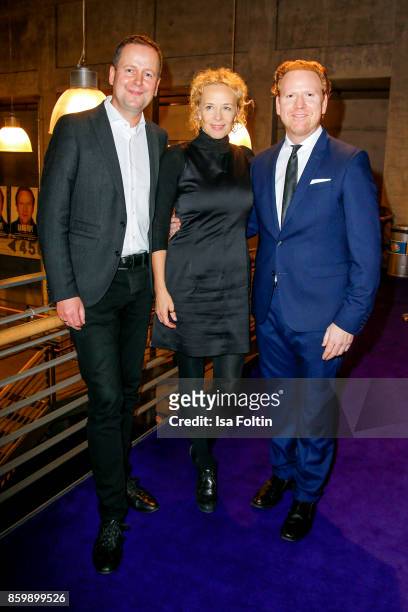 German politician Klaus Lederer, German actress Katja Riemann and violinist Daniel Hope attend the premiere of 'Der Klang des Lebens' at Kino in der...
