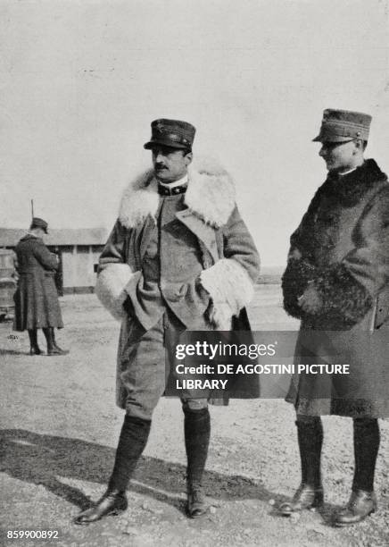 Captain Oreste Salomone on the morning before the raid on Ljubljana, Italy, World War I, from L'Illustrazione Italiana, Year XLIII, No 10, March 5,...