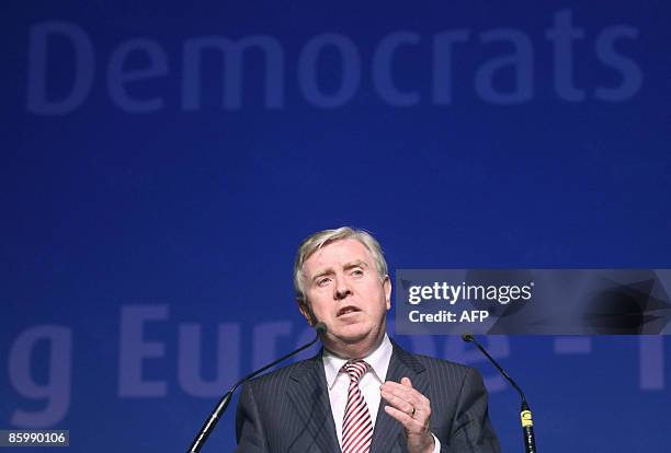 President of the European Movement international and former president of the European parliament, Irishman Pat Cox delivers a speech during the ELDR...