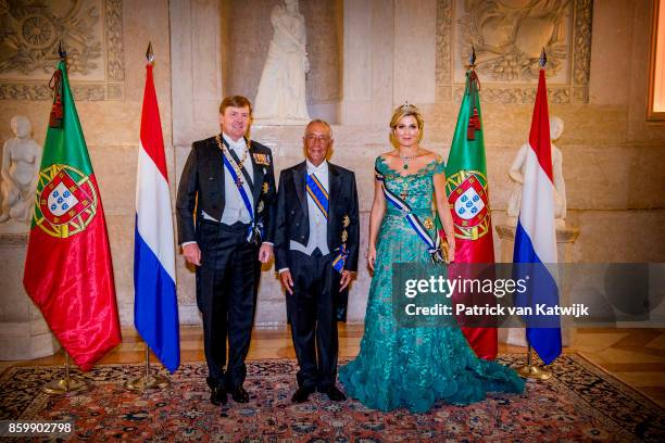 King Willem-Alexander of The Netherlands and Queen Maxima of The Netherlands during the official state banquet hosted by President Marcelo Rebelo de...