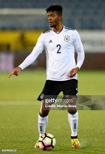 Benjamin Henrichs of Germany runs with the ball during the UEFA Under21 Euro 2019 Qualifier match between U21 of Norway and U21 of Germany at...