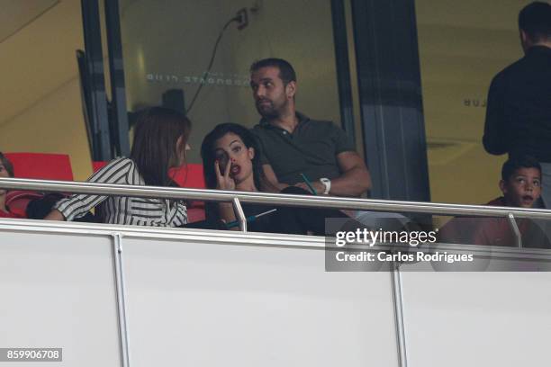 Spanish Model Georgina Rodriguez and Cristiano Ronaldo Junior during the match between Portugal and Switzerland for FIFA 2018 World Cup Qualifier at...