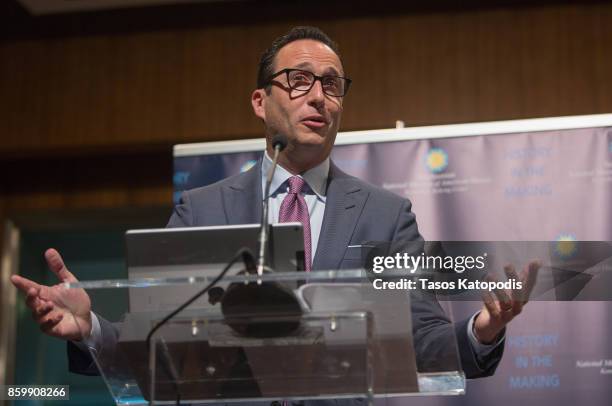 Charlie Collier President and General Manager at AMC speaks during "The Walking Dead" event at Smithsonian National Museum Of American History on...